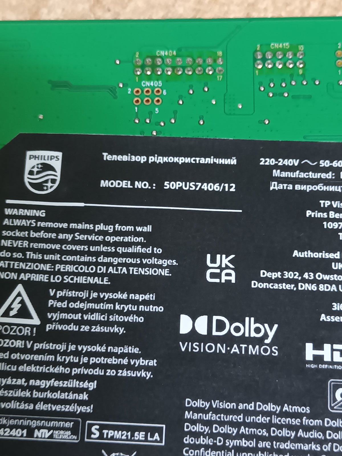715GB868-M0B-B05-004B, de PHILIPS 50PUS7406/12
