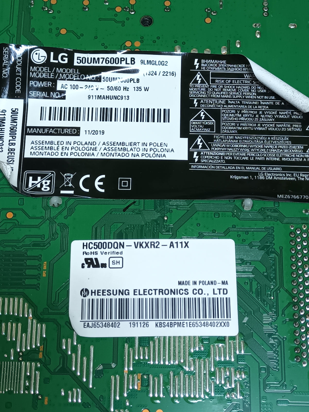 EAX68253604(1.0) de LG50UM7600PLB