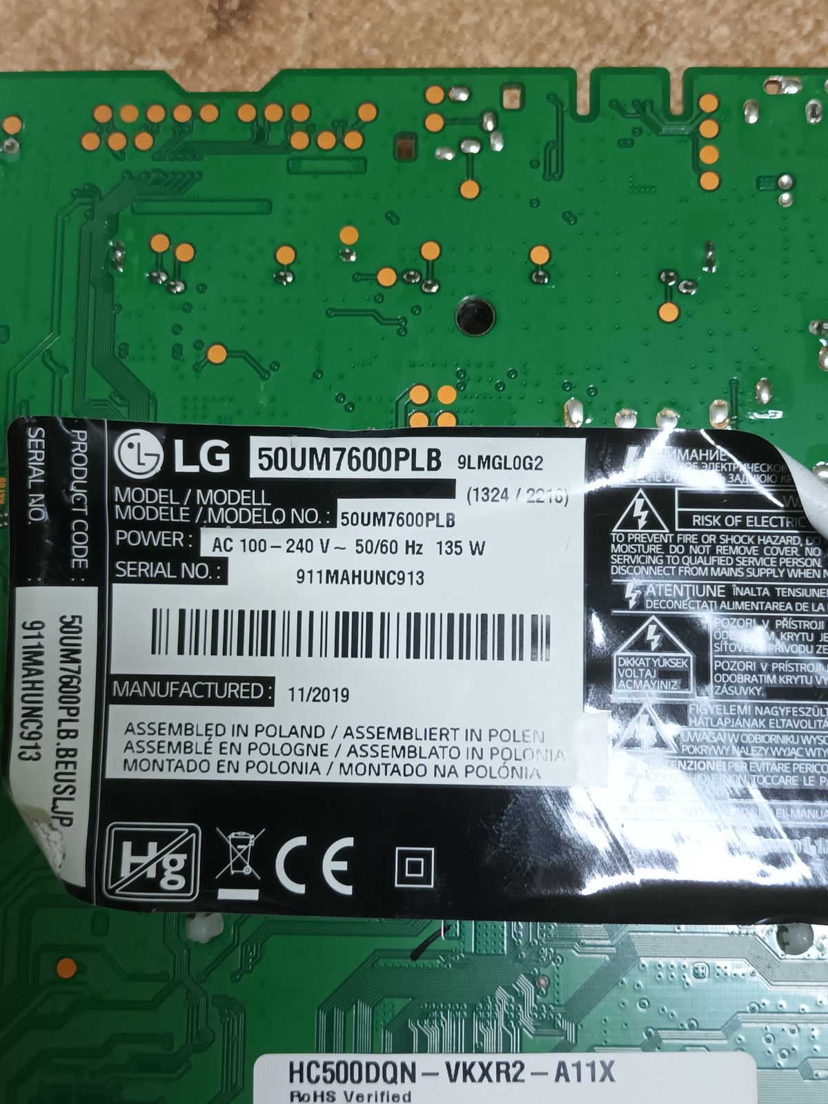 EAX68249201(1.9), DE LG50UM7600PLB,