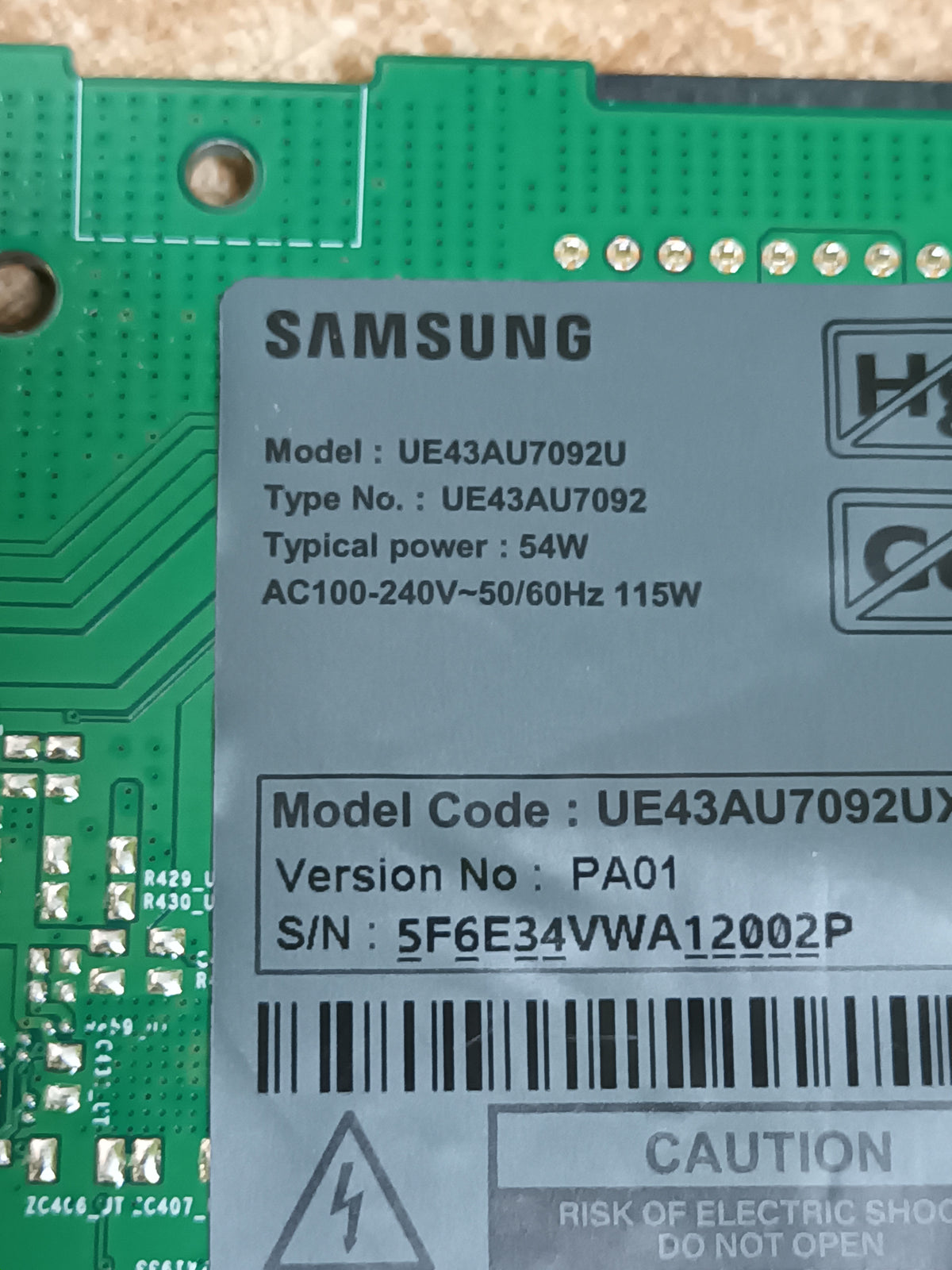 placa t,com de SAMSUNG UE43AU7092U