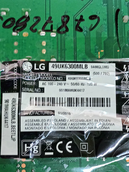 EAX67872805(1.1), EBT65295503, PLACA MAIN de tv LG49UK6300MLB,