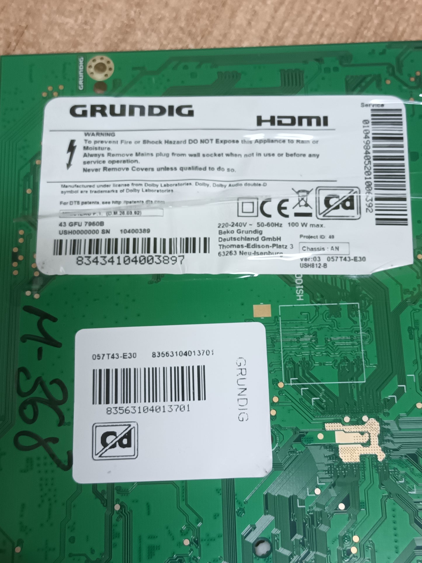 ZG2190R-24, PLACA MAIN GRUNDIG, de tv GRUNDIG 43GFU7960B,