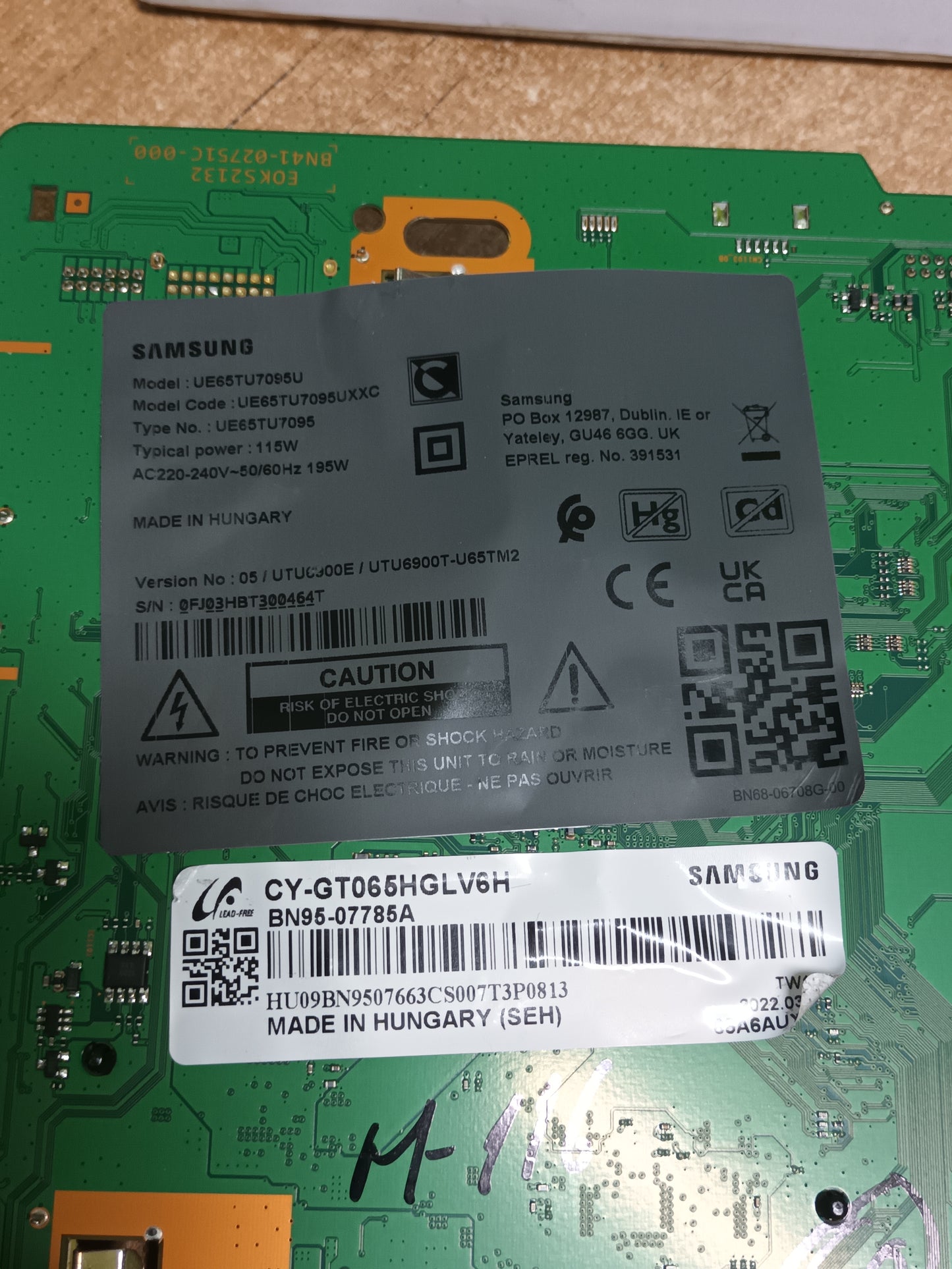 PLACA MAIN, BN41-02571C, BN94-16777Y, NUEVA SIN USAR, de TV SAMSUNG UE65TU7095U