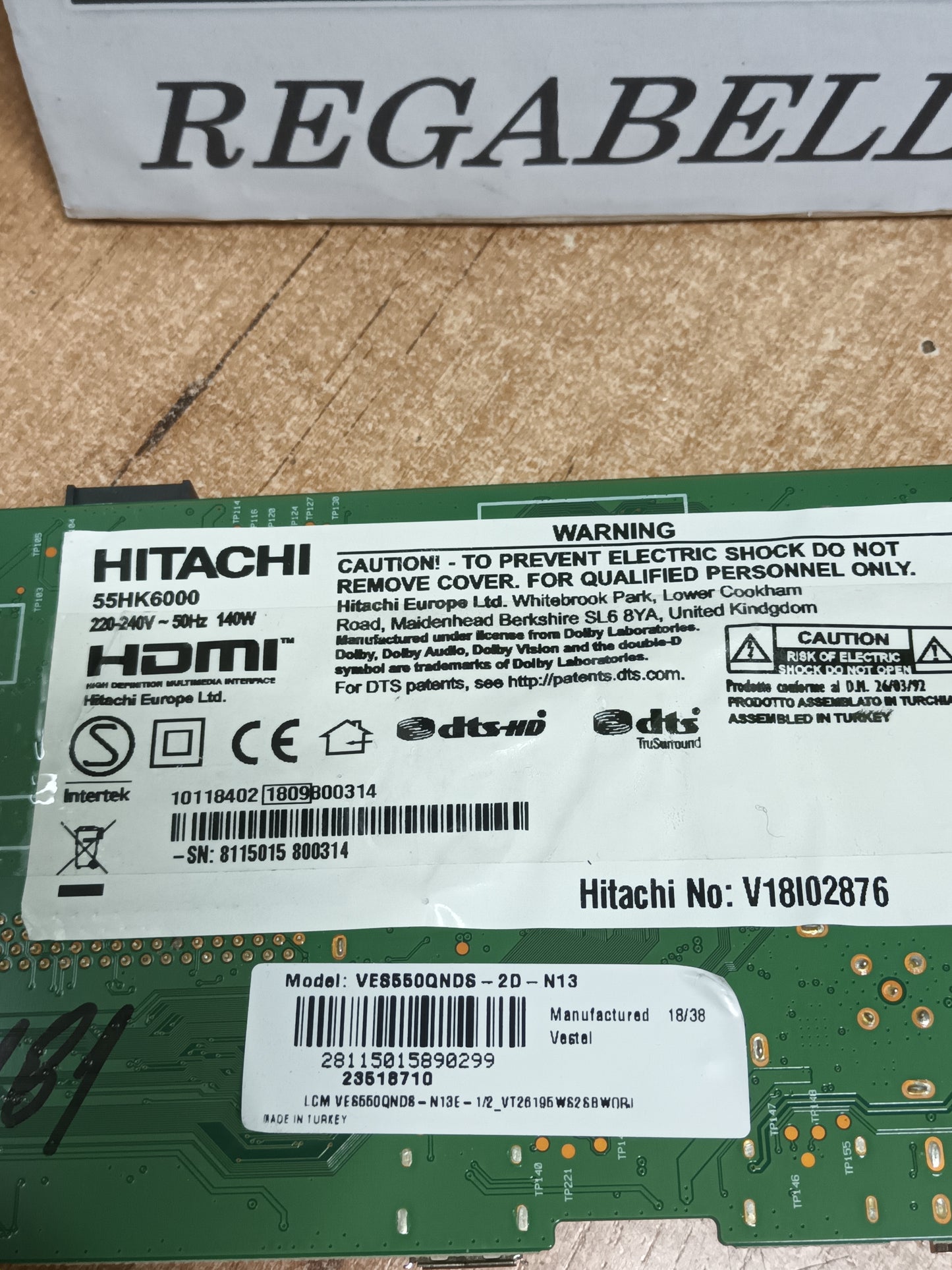PLACA MAIN, 17MB130S, de tv HITACHI 55HK6000,