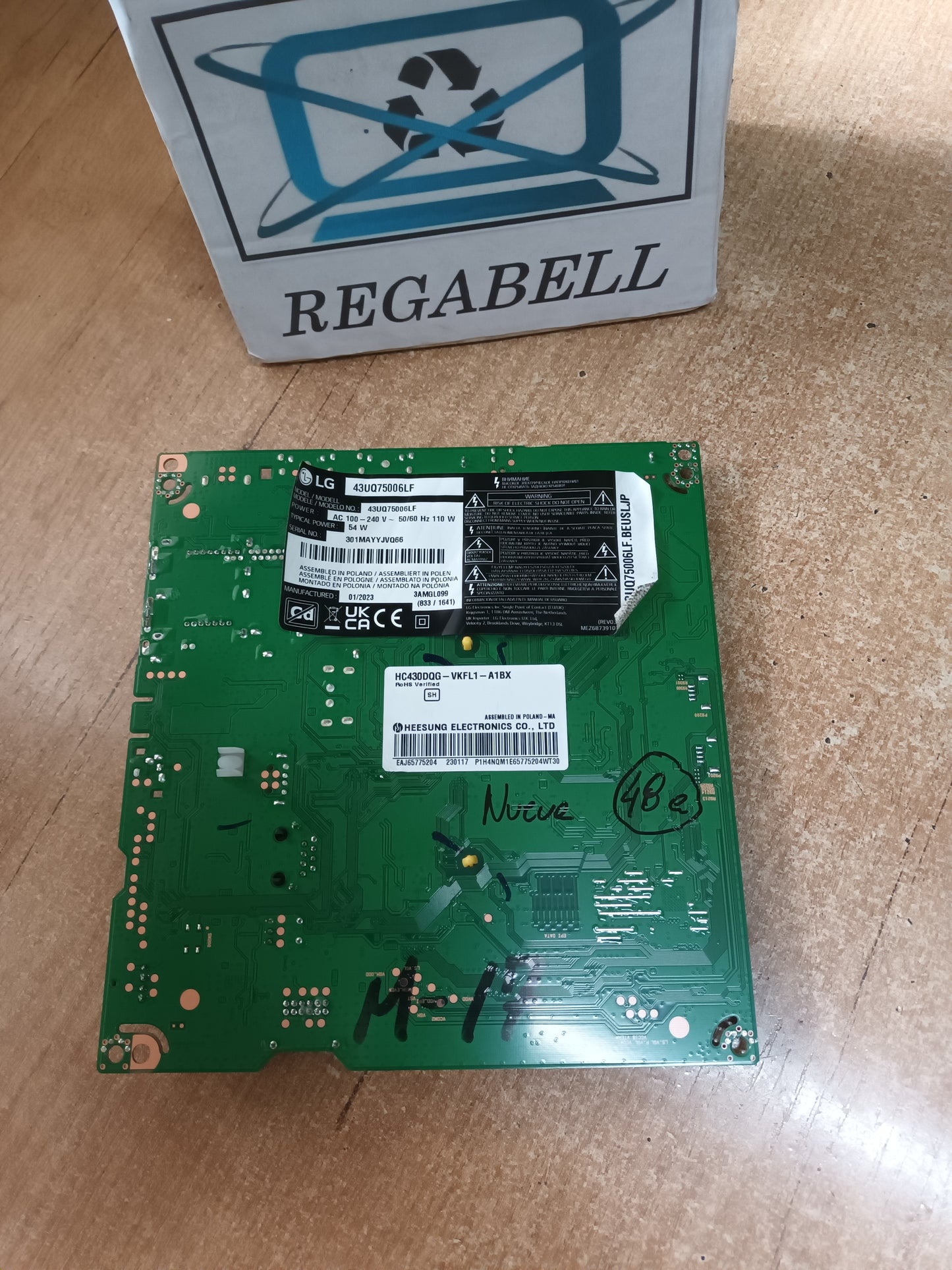 Placa main, EAX69830902(1.1), EBT67315503, de tv LG43UQ75006LF, NUEVA SIN USAR
