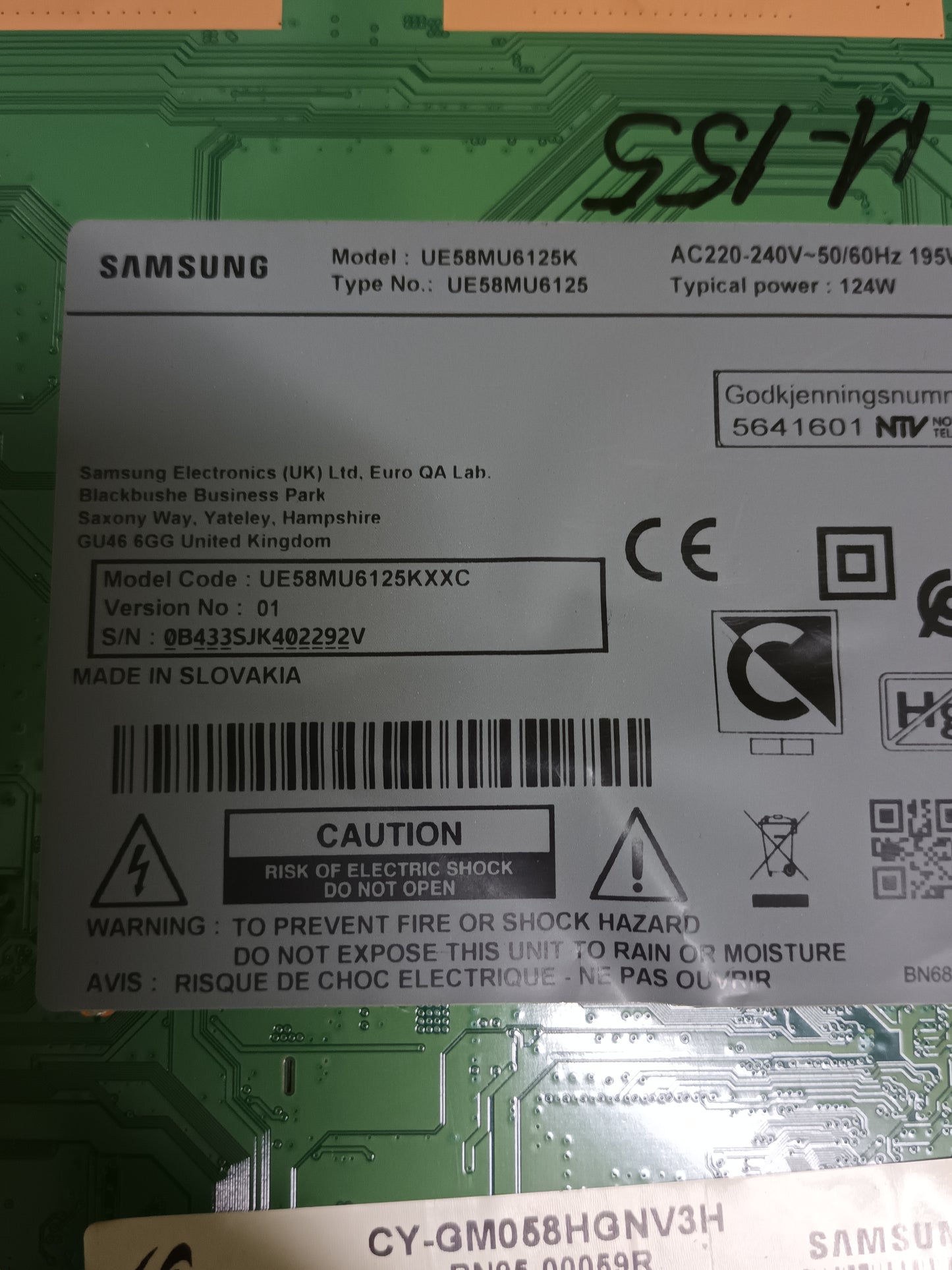BN44-00808E, de TV SAMSUNG UE58MU6125K,