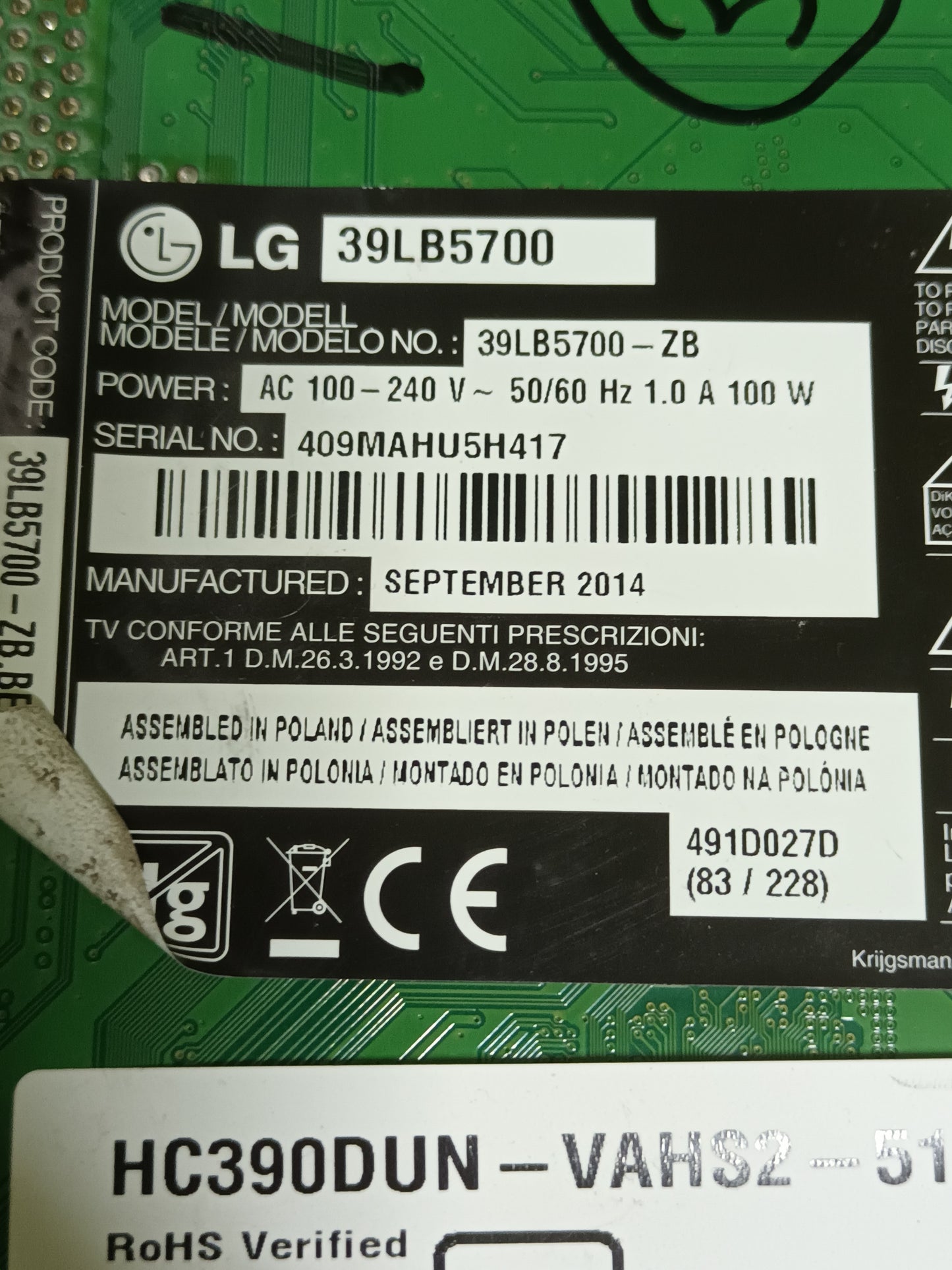 EAX65423701(2.0), de tv LG39LB5700