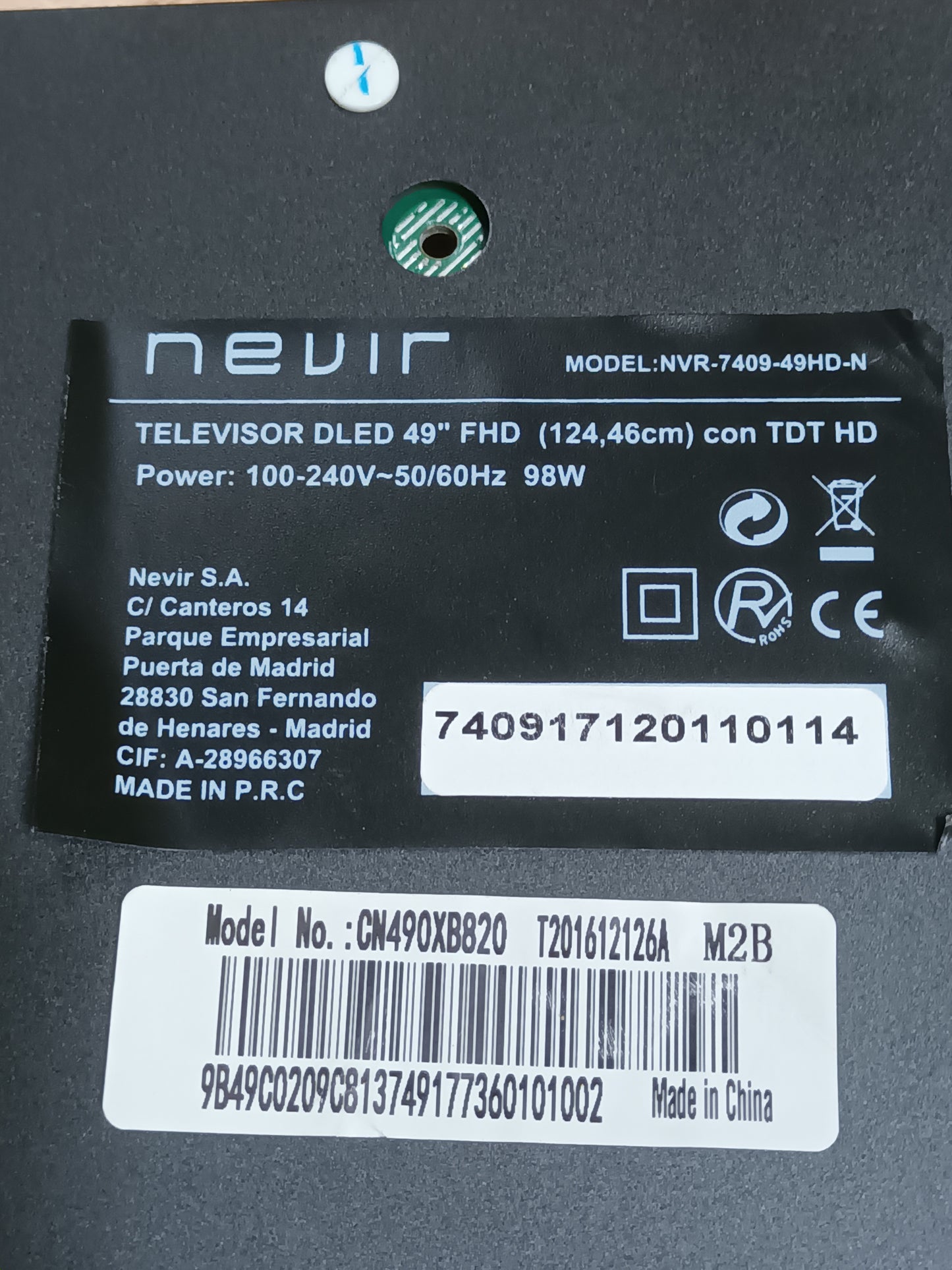 PLACA T-COM, 47-6021079 (ES NUEVA SIN USAR)  de televisión NEVIR NVR-7409-49HD-N,