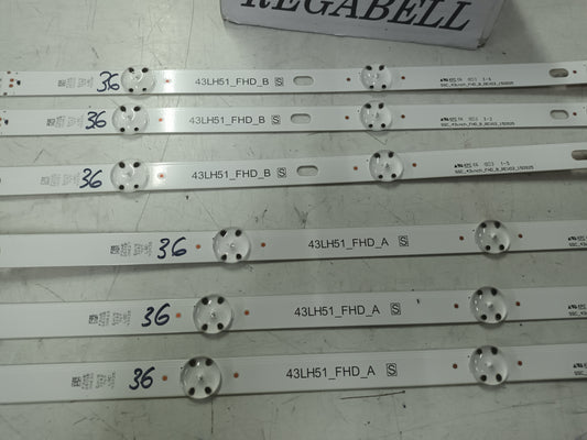 KIT 6 tiras de retroiluminación de LG43LK5100PLA