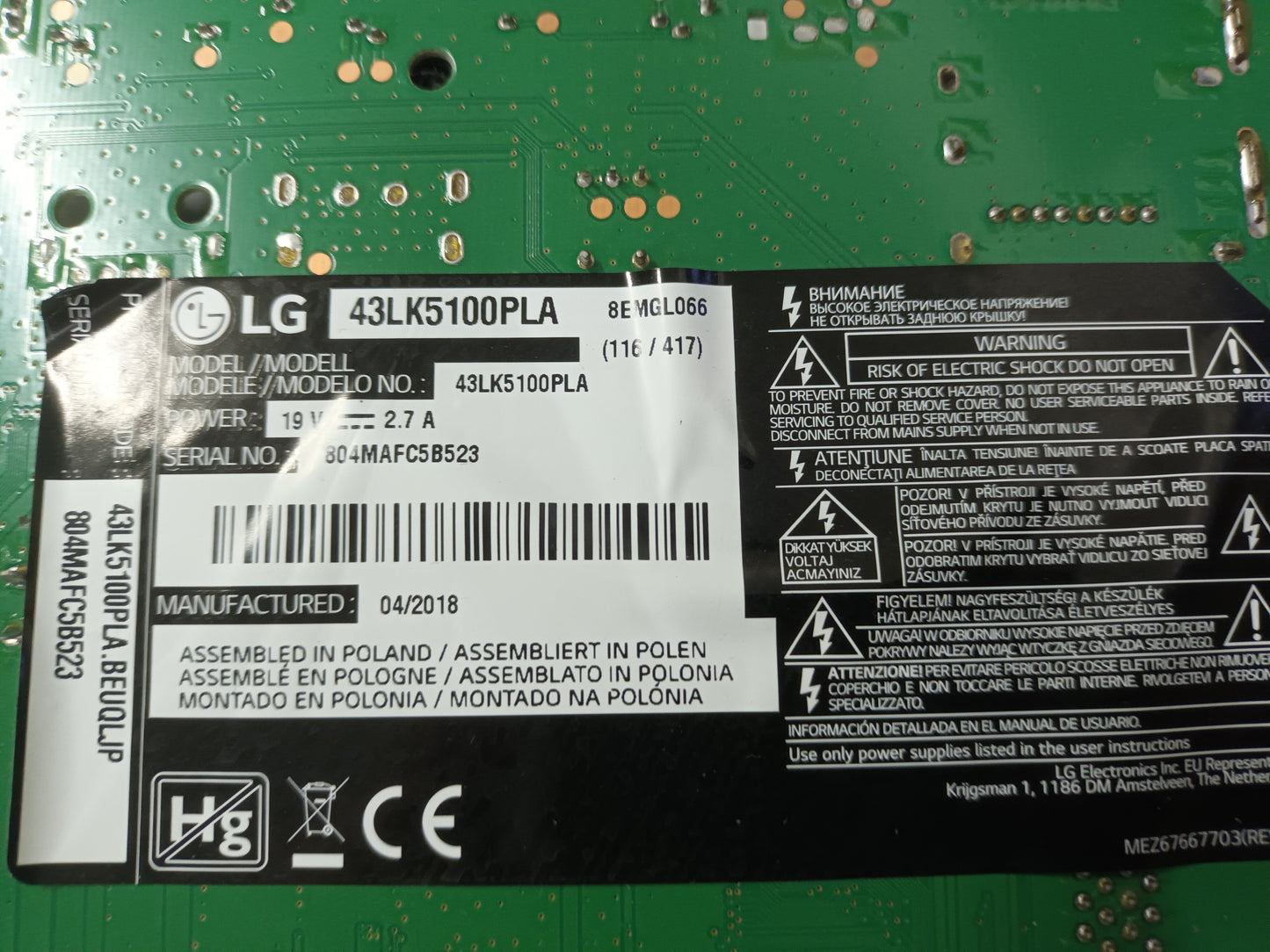 KIT 6 tiras de retroiluminación de LG43LK5100PLA