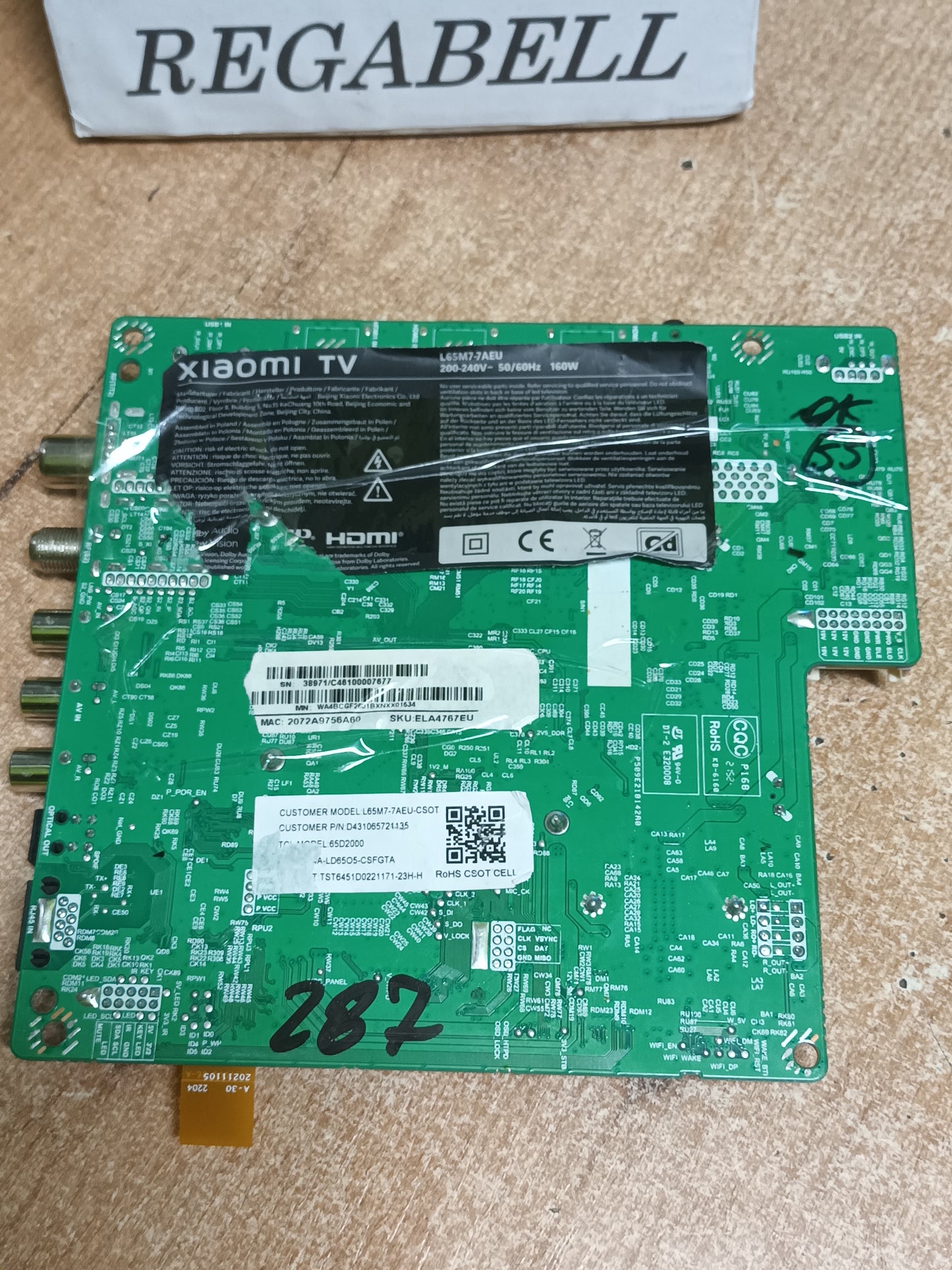 PLACA MAIN, TD.MT9612.795, de TV XIAOMI TV L65M7-7AEU,