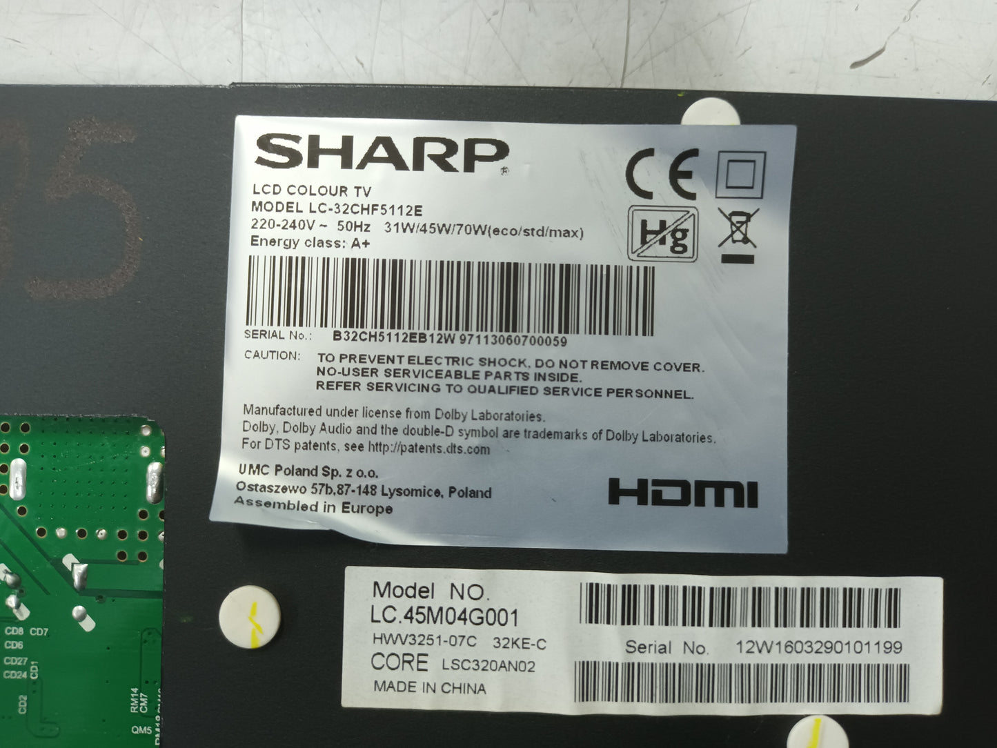 TP.MS3463S.PB711 PLACA MAIN, de TV SHARP LC-32CHF5112E,