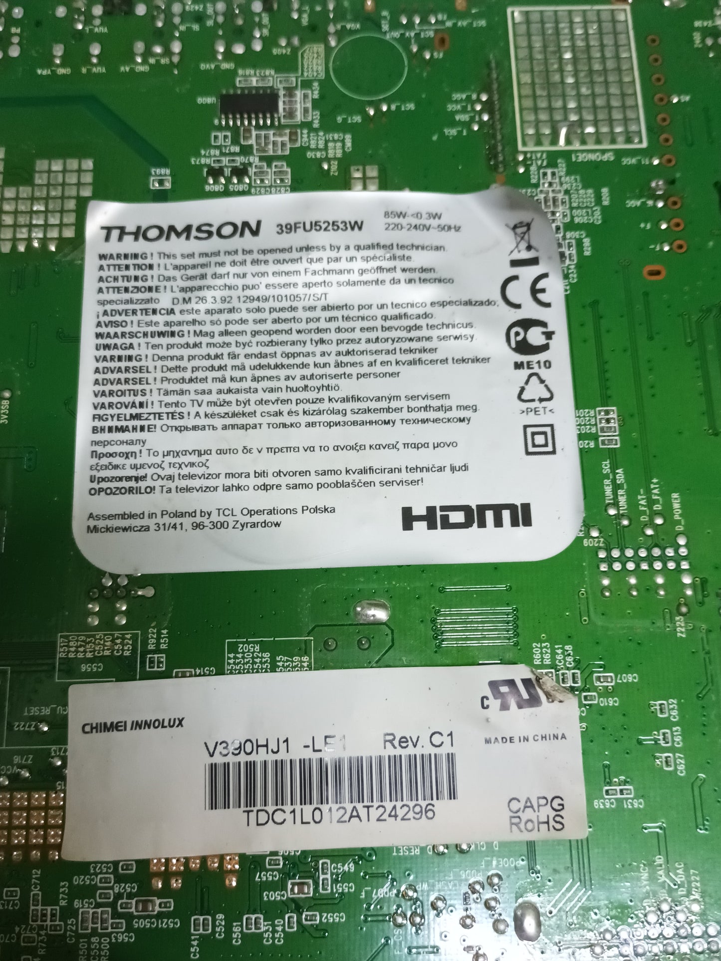 40-MT10B2-MAC2HG, placa main, de tv THOMSON 39FU5253W