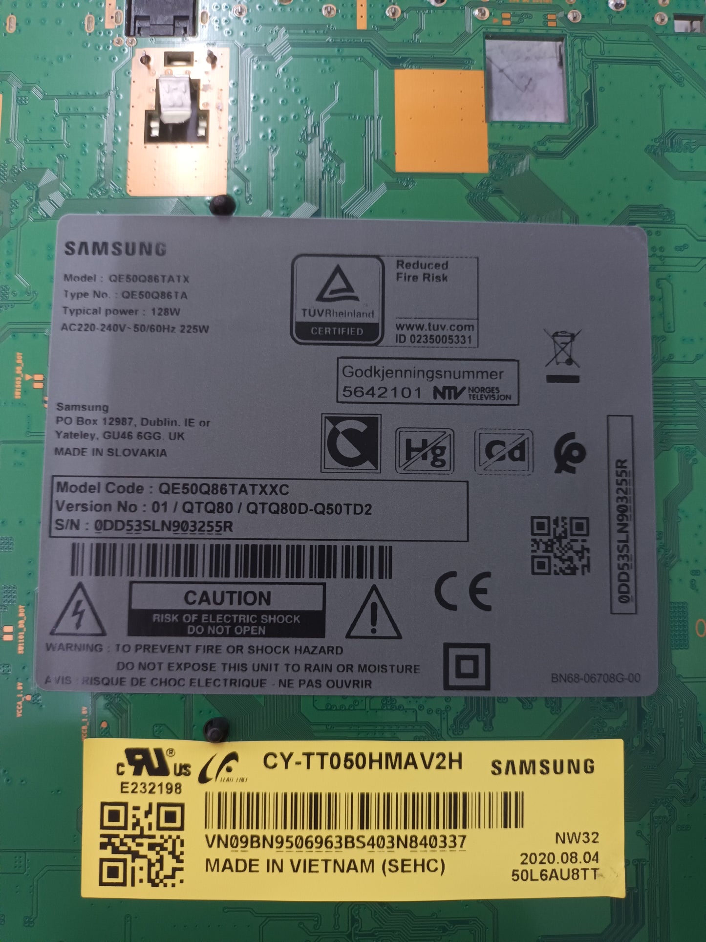 PLACA MAIN, BN41-02749A, BN94-16171L, de tv SAMSUNG UE50NU8075T, NUEVA SIN USAR