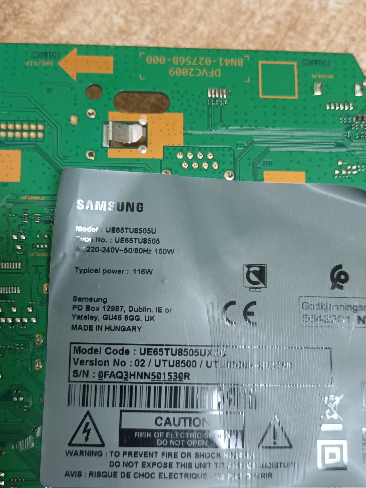 PLACA MAIN, BN41-02756B, BN94-15431Q, de TV SAMSUNG UE65TU8505U