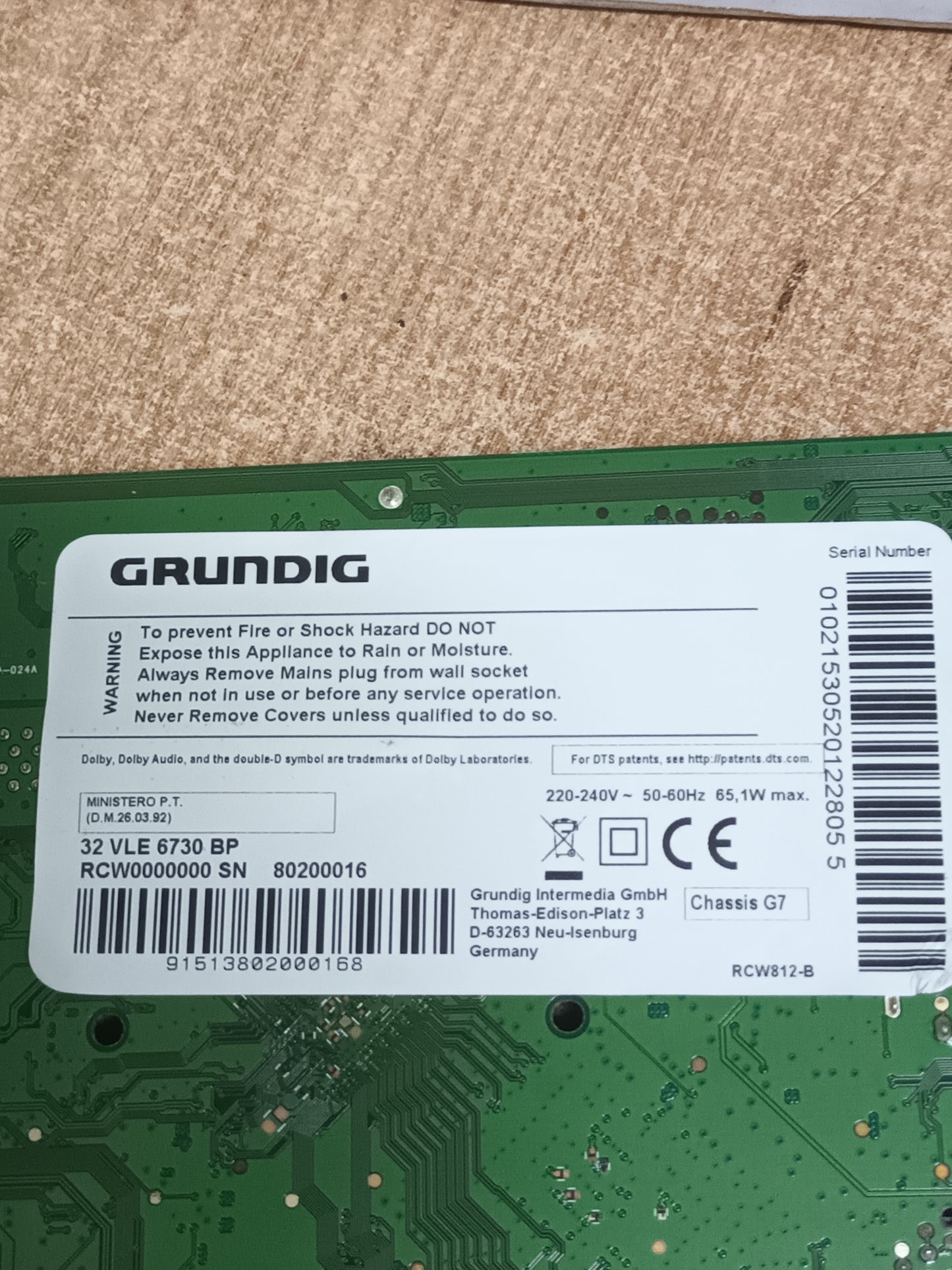 Placa main, 17MB140, 23443005, de tv GRUNDIG 32VLE6730BP