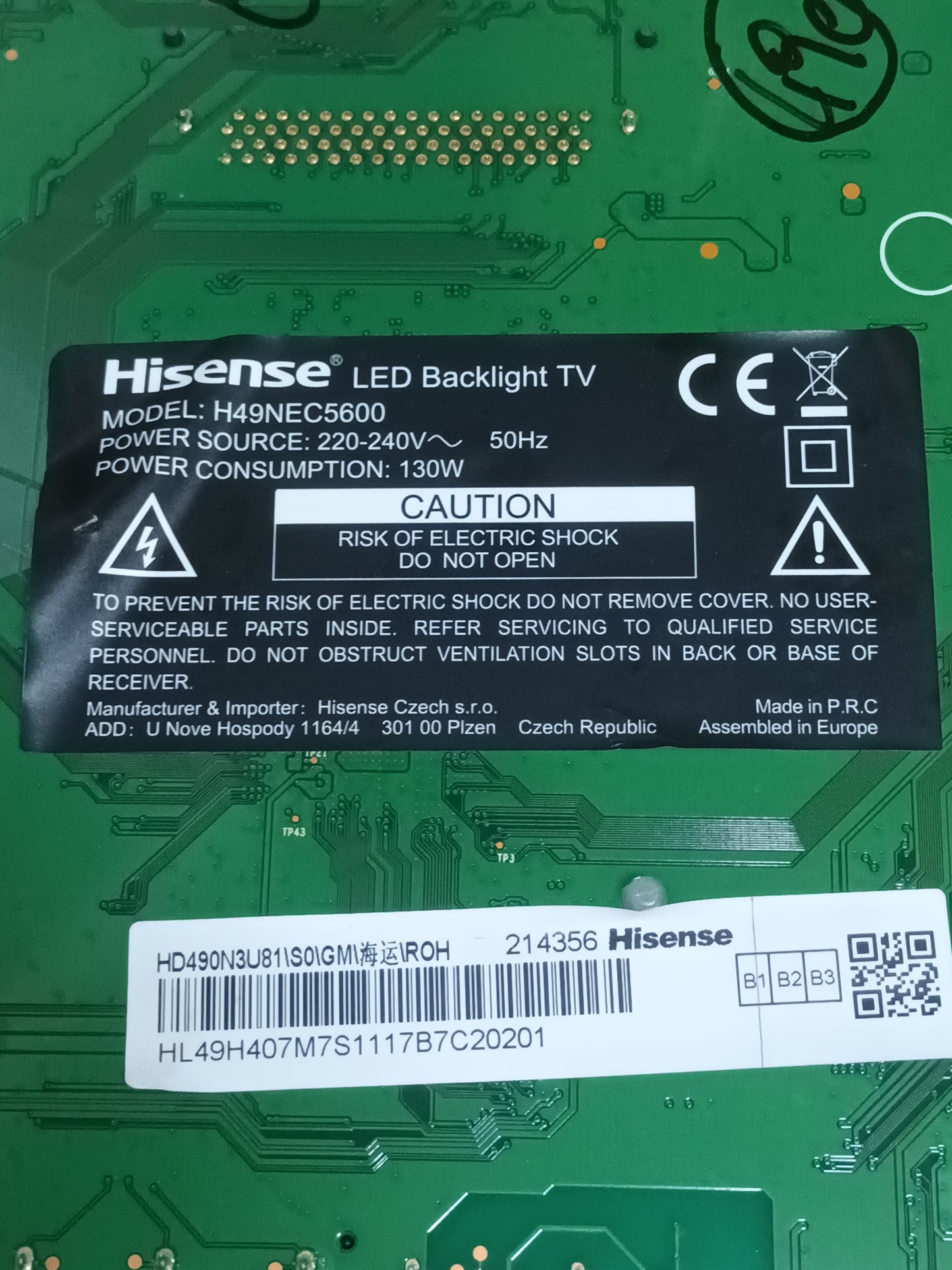 PLACA T-COM, ST5461D04-1-C-1, de tv, HISENSE H49NEC5600,