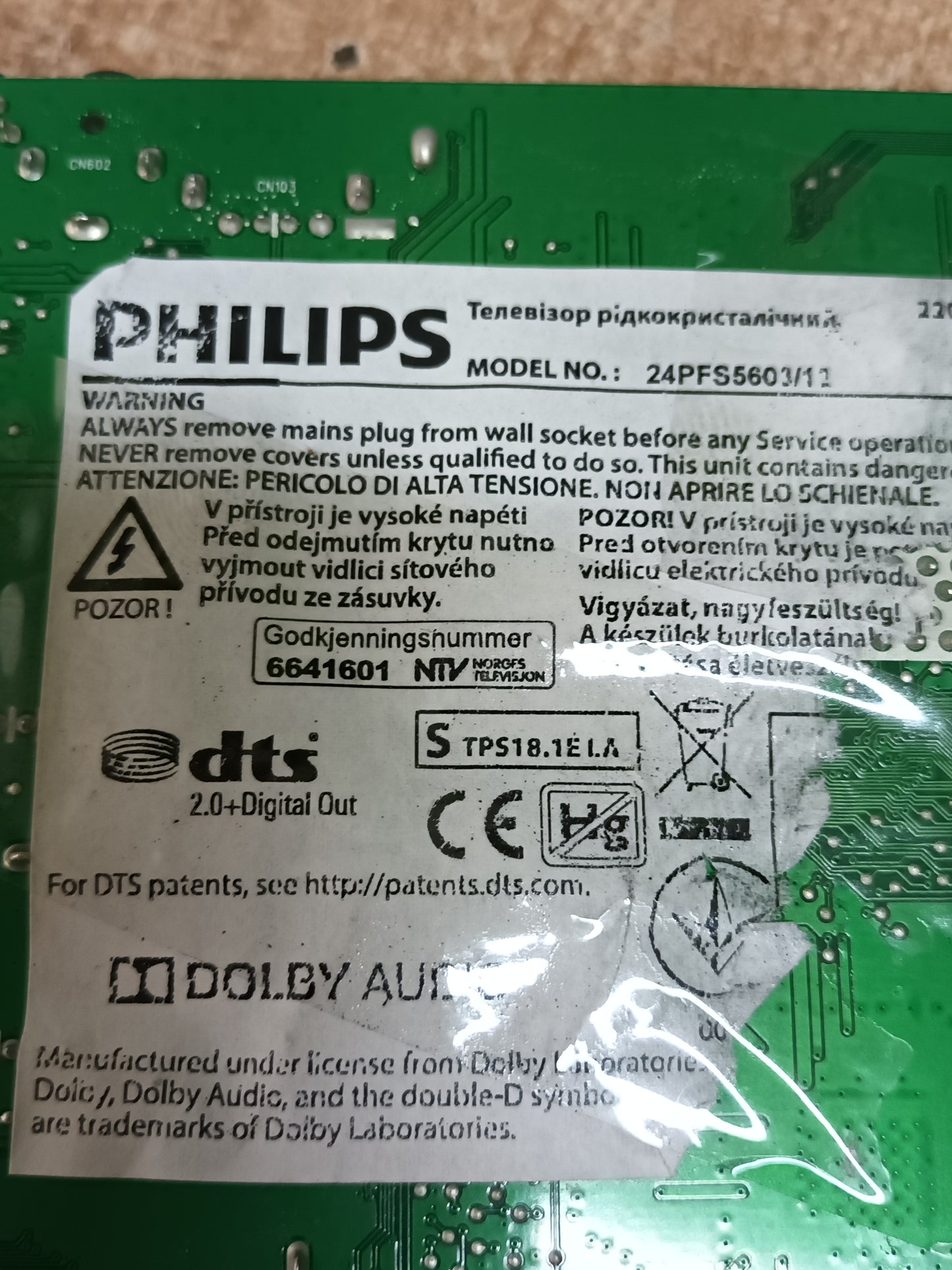 Placa main, 715G9249-M0E-000-004Y, de TV PHILIPS 24PFS5603/12,