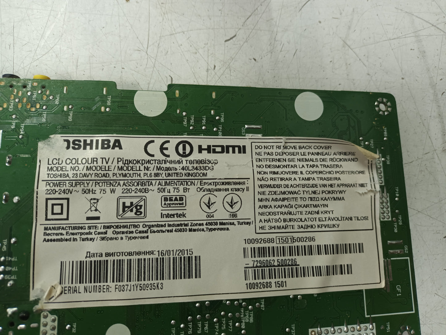 PEANA TV TOSHIBA 40L3433DG, (ref-154)