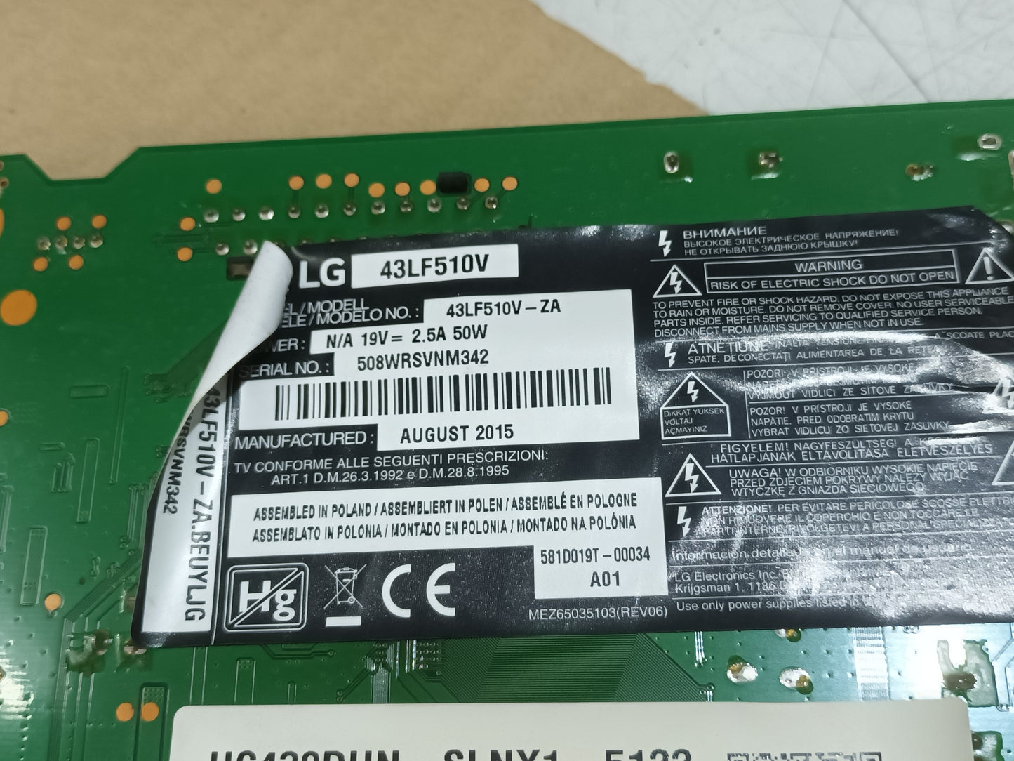 LG43LF510V, componentes de tv, (ref-20)