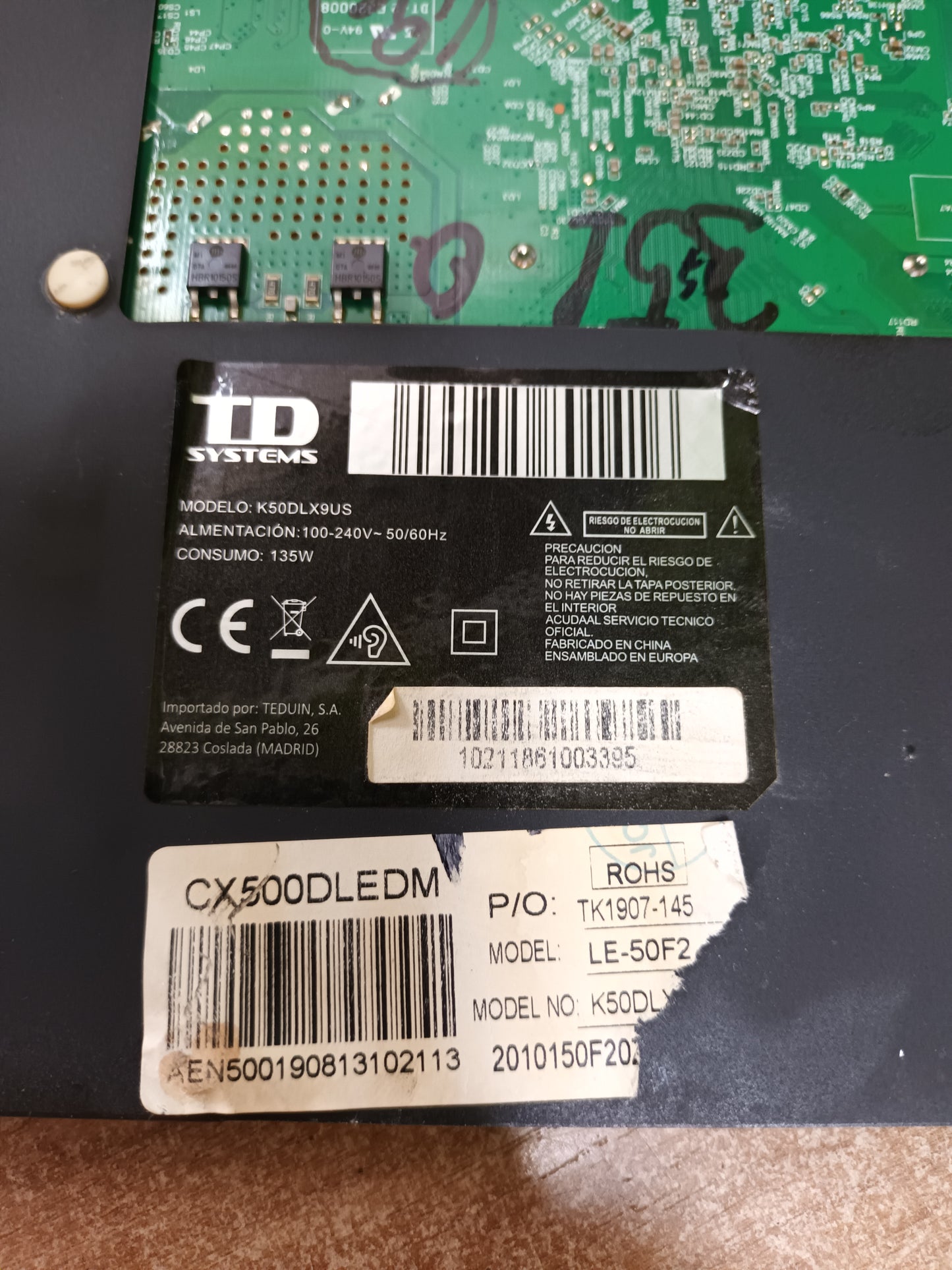 PLACA T-COM, 55T33-C08, desmontada de TV TD SYSTEMS K50DLX9US,
