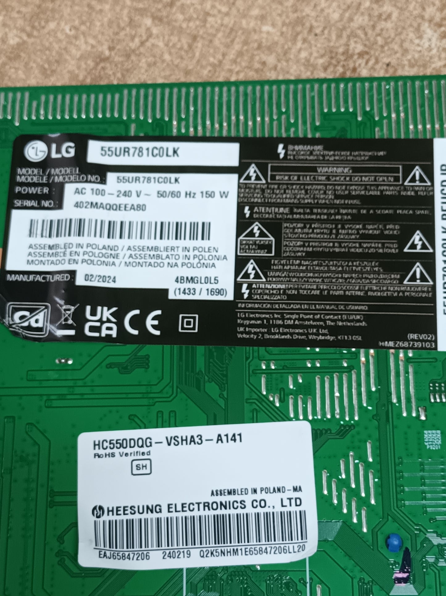 LG55UR781COLK, COMPONENTES NUEVOS, (ref-27)