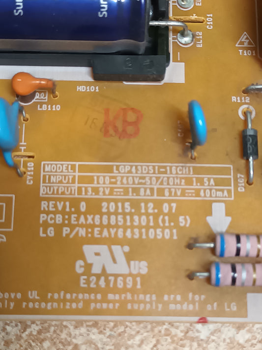 EAX66851301(1.5), de LG43LH570V