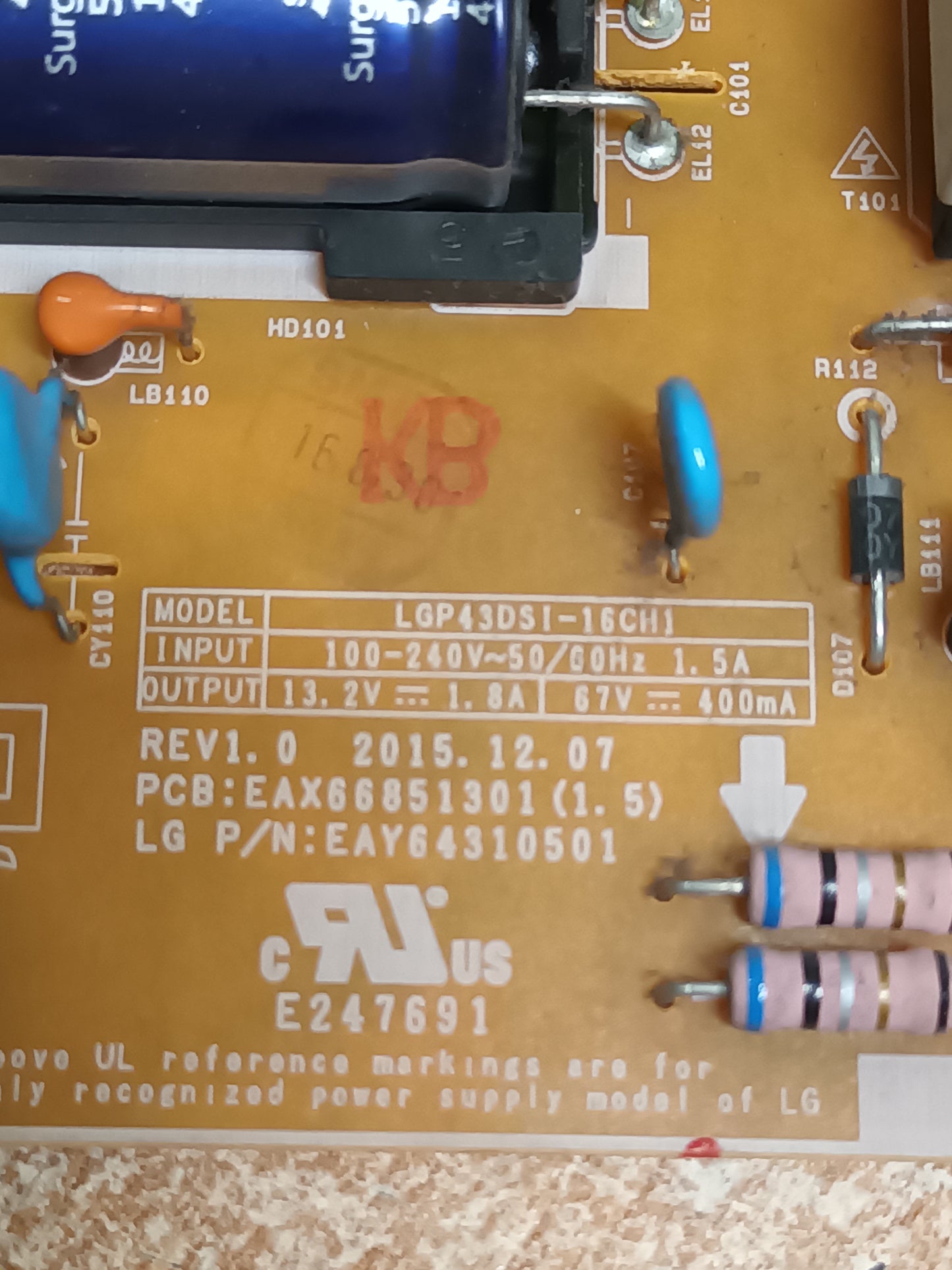 EAX66851301(1.5), de LG43LH570V