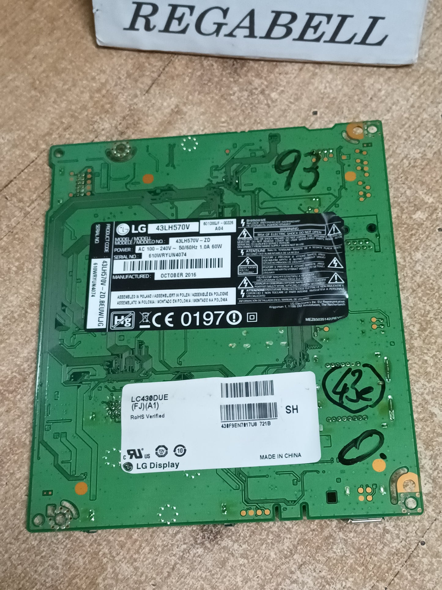 Placa main, EAX66873003(1.0), de tv LG43LH570V,