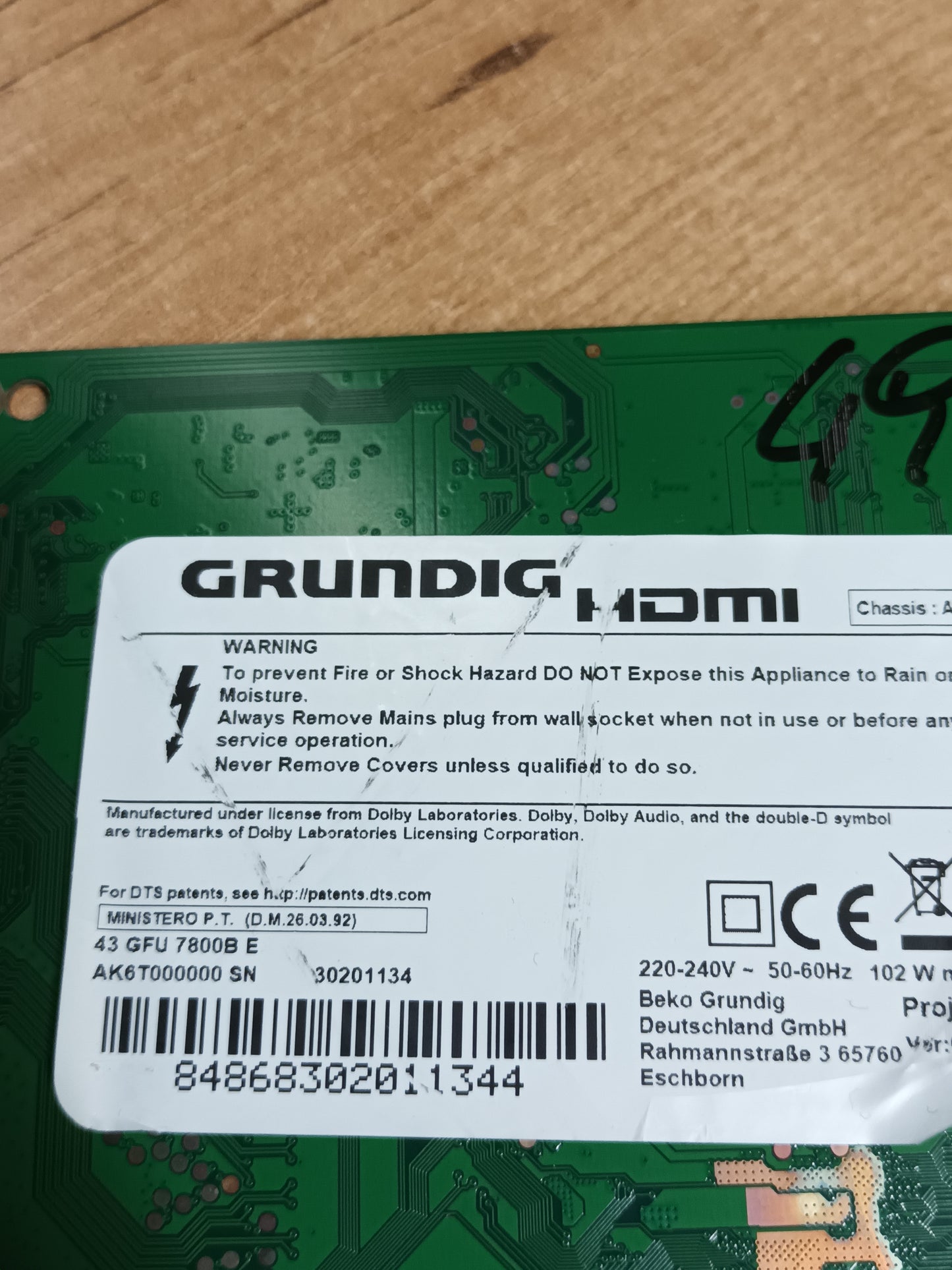 PIES TV GRUNDIG 43GFU7800B E, (ref.-166)