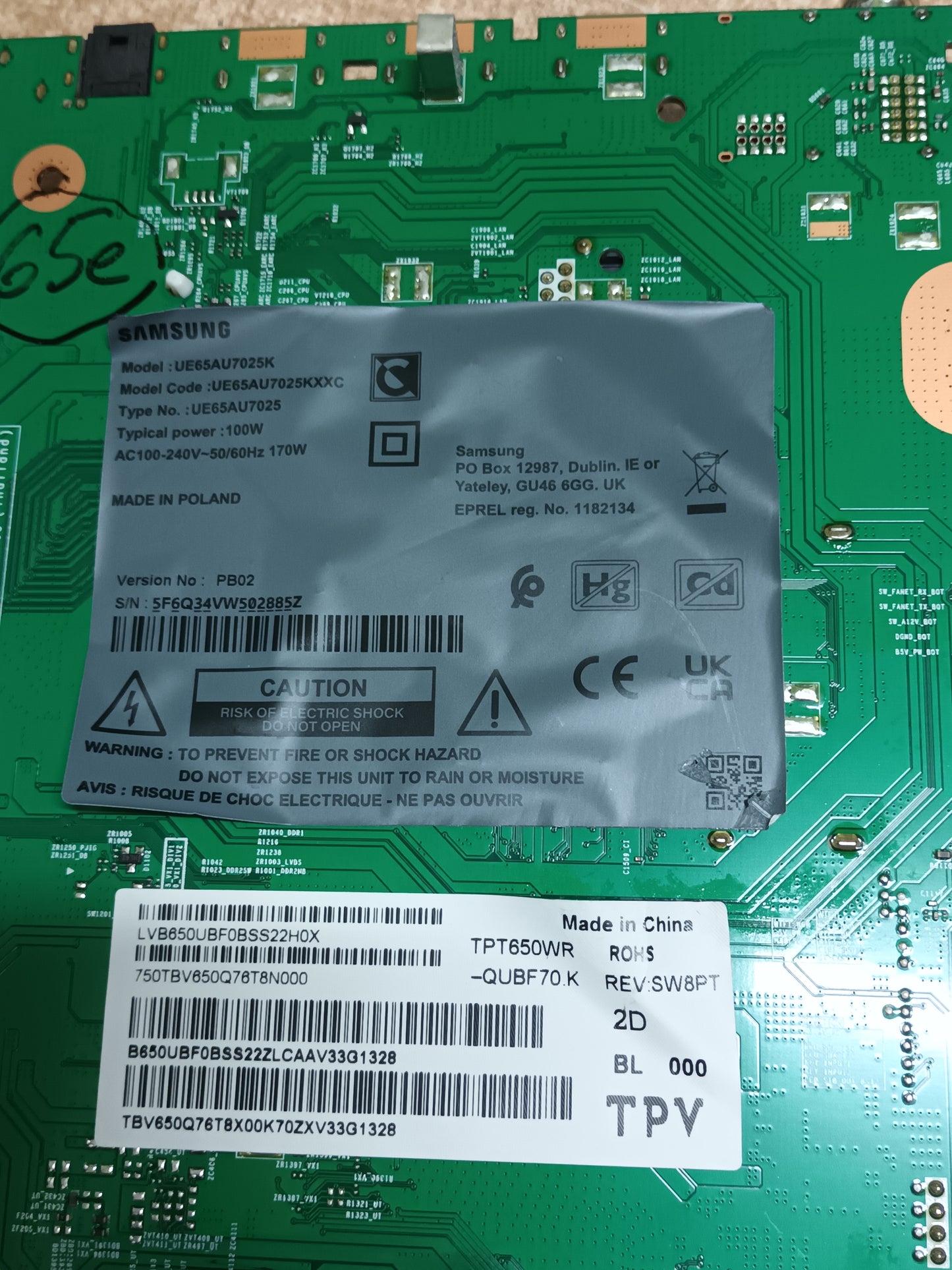 PLACA MAIN BN96-65002E, de tv SAMSUNG UE65AU7025K,