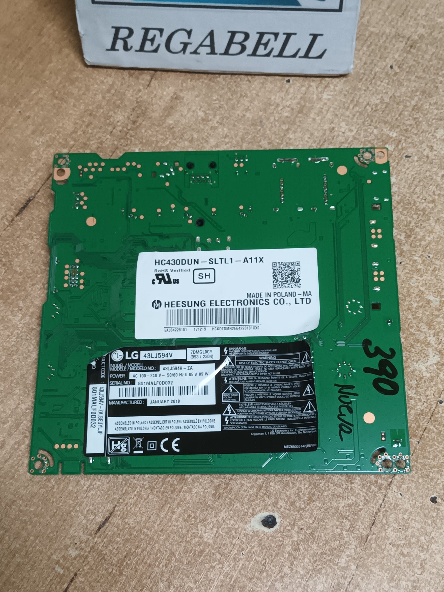 PLACA MAIN, EAX67129604(1.0), EBT64493108, de TV LG43LH594V, NUEVA SIN USAR
