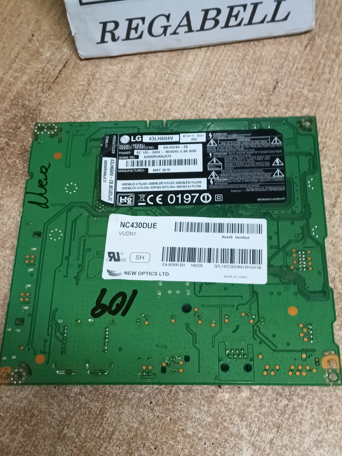 PLACA MAIN, EAX66769503(1.2), EBT64180803, NUEVA SIN USAR, de TV LG43LH604V