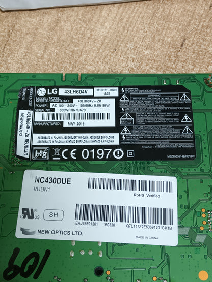 PLACA MAIN, EAX66769503(1.2), EBT64180803, NUEVA SIN USAR, de TV LG43LH604V