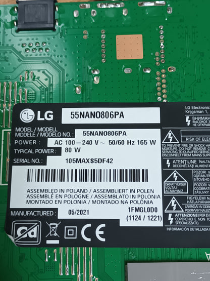 EAX69508302(1.1), NUEVA SIN USAR, de tv LG55NANO806PA,