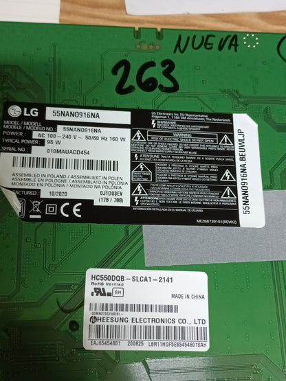 PLACA LED DRIVE, 3PCR02666A, NUEVA SIN USAR,  de TV LG55NANO916NA,