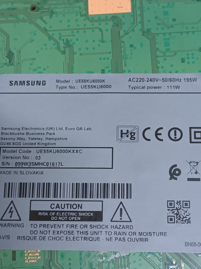 Placa main, BN94-10832D, de tv SAMSUNG UE55KU6000K, NUEVA SIN USAR,