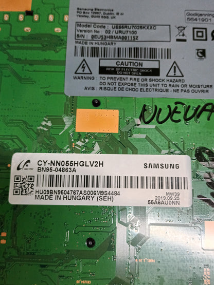 Placa main, BN94-14200A, de tv SAMSUNG UE55RU7025K, NUEVA SIN USAR