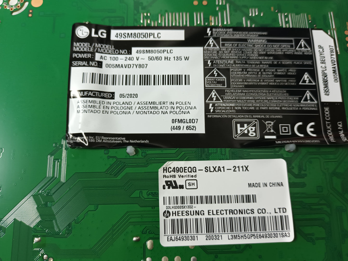 LG49SM8050PLC, componentes NUEVOS, (ref-98)