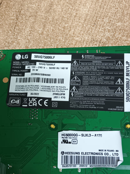 Placa main, EAX69830902(1.1), EBT66985003, de tv LG 50UQ75006LF, NUEVA SIN USAR