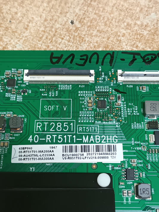 PLACA MAIN, 40-RT51T1-MAB2HG, NUEVA SIN USAR, de tv TCL 43EP640