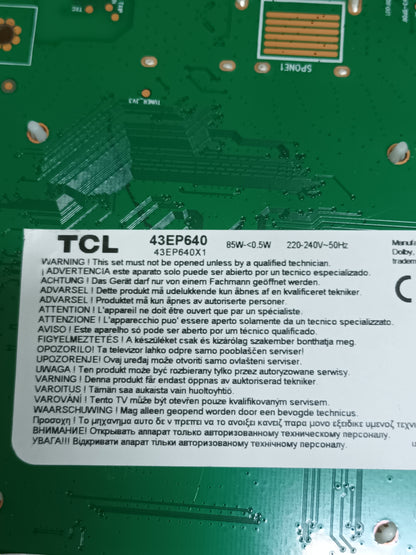 PLACA MAIN, 40-RT51T1-MAB2HG, NUEVA SIN USAR, de tv TCL 43EP640