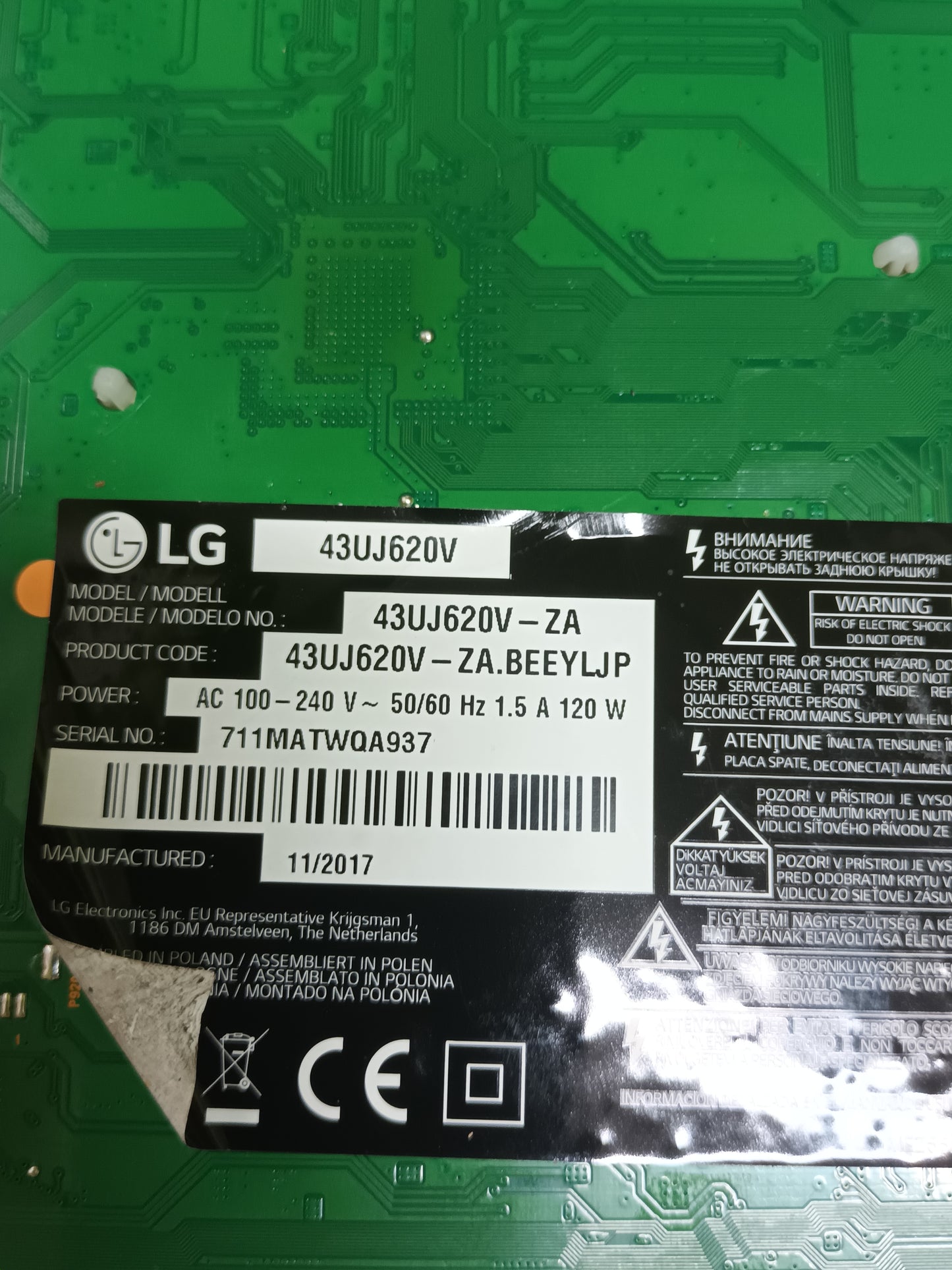 Placa main, EAX67133404(1.0), de tv, LG43UJ620V
