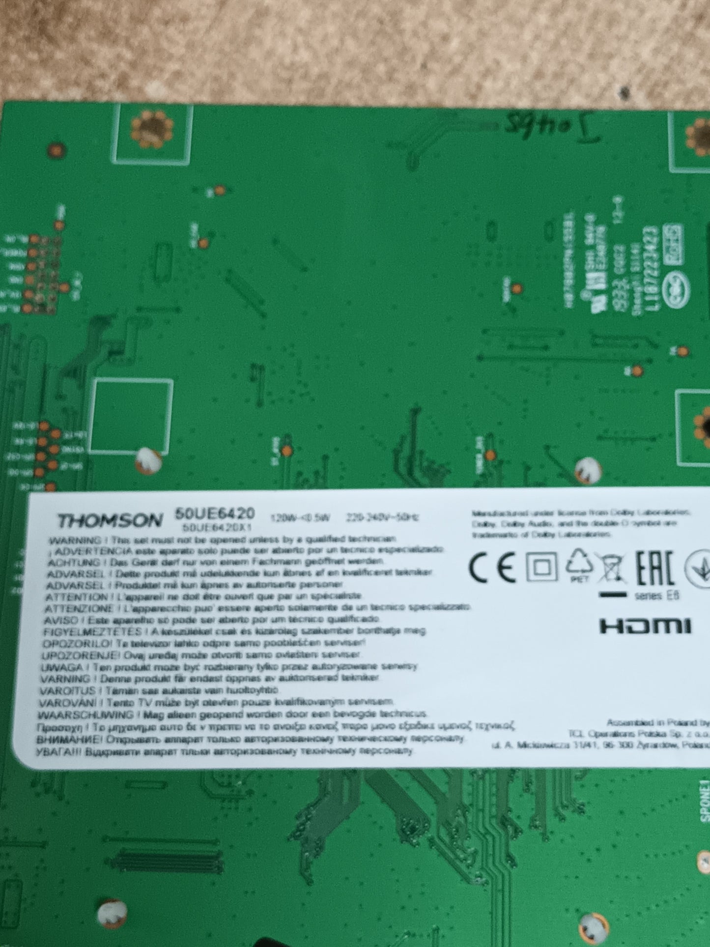 PLACA MAIN, 40-RT51H1-MAD2HG, de tv THOMSON 50UE6420,