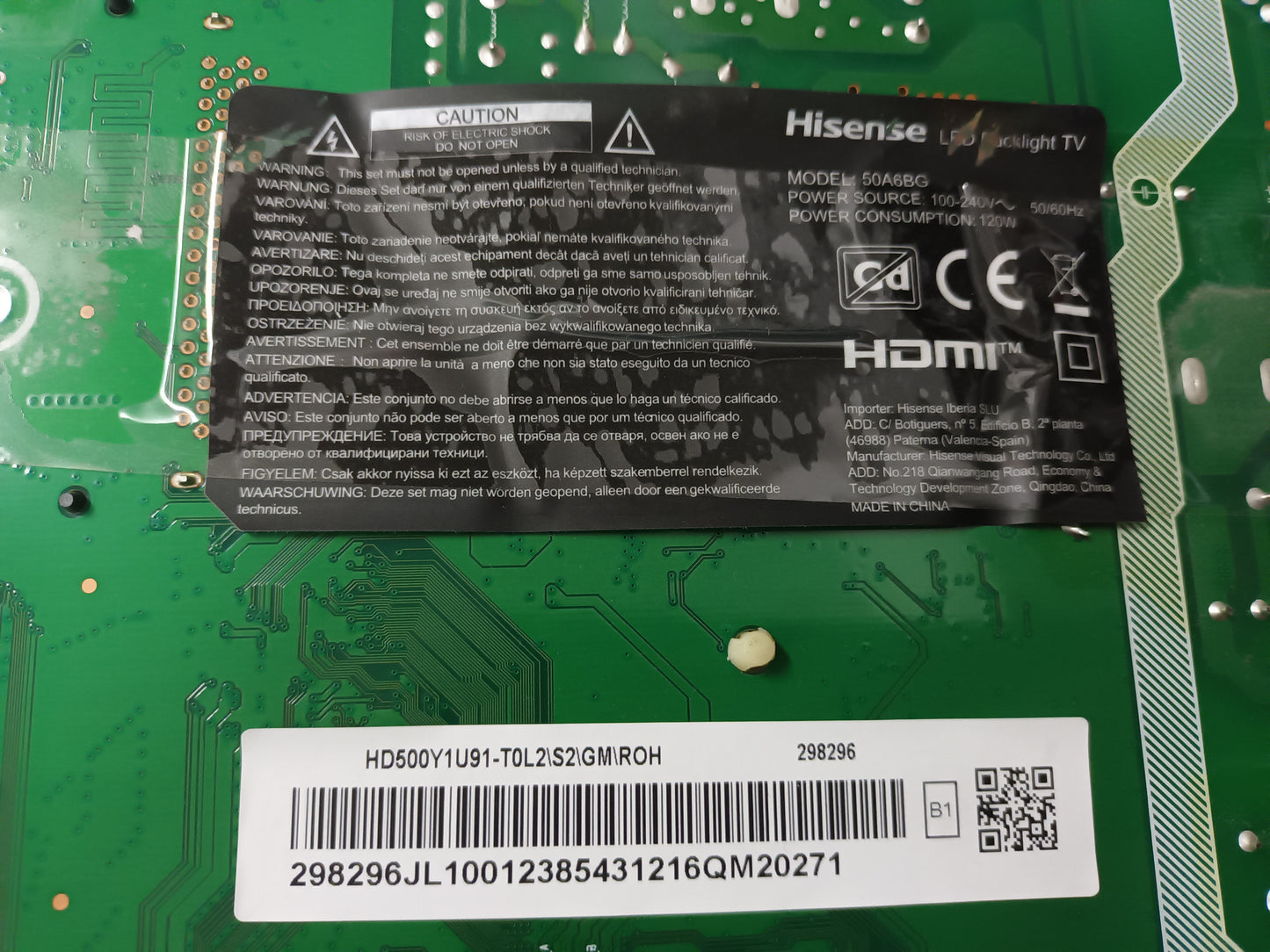 HISENSE 50A6BG, COMPONENTES TV, (ref-142)