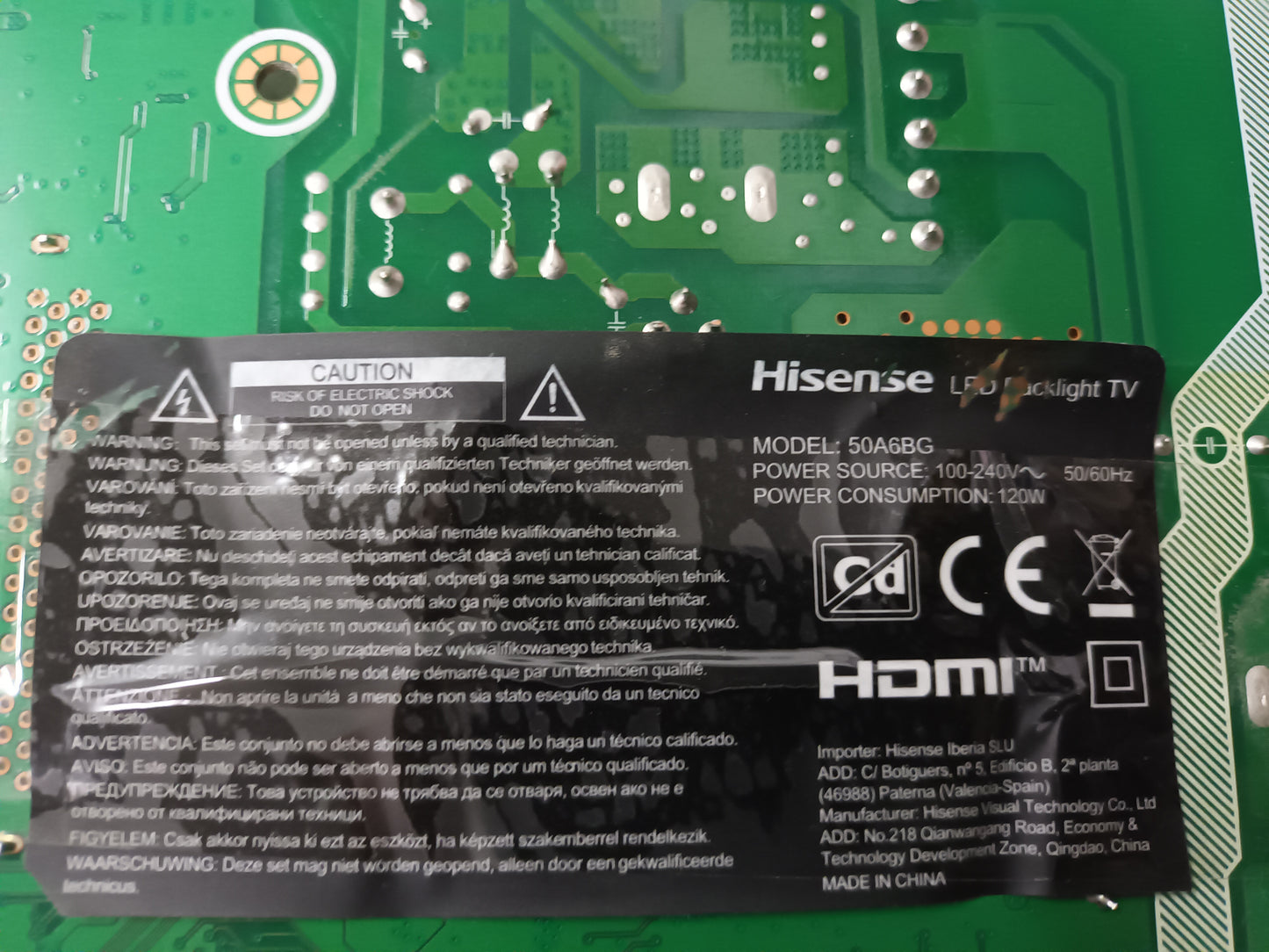 HISENSE 50A6BG, COMPONENTES TV, (ref-142)