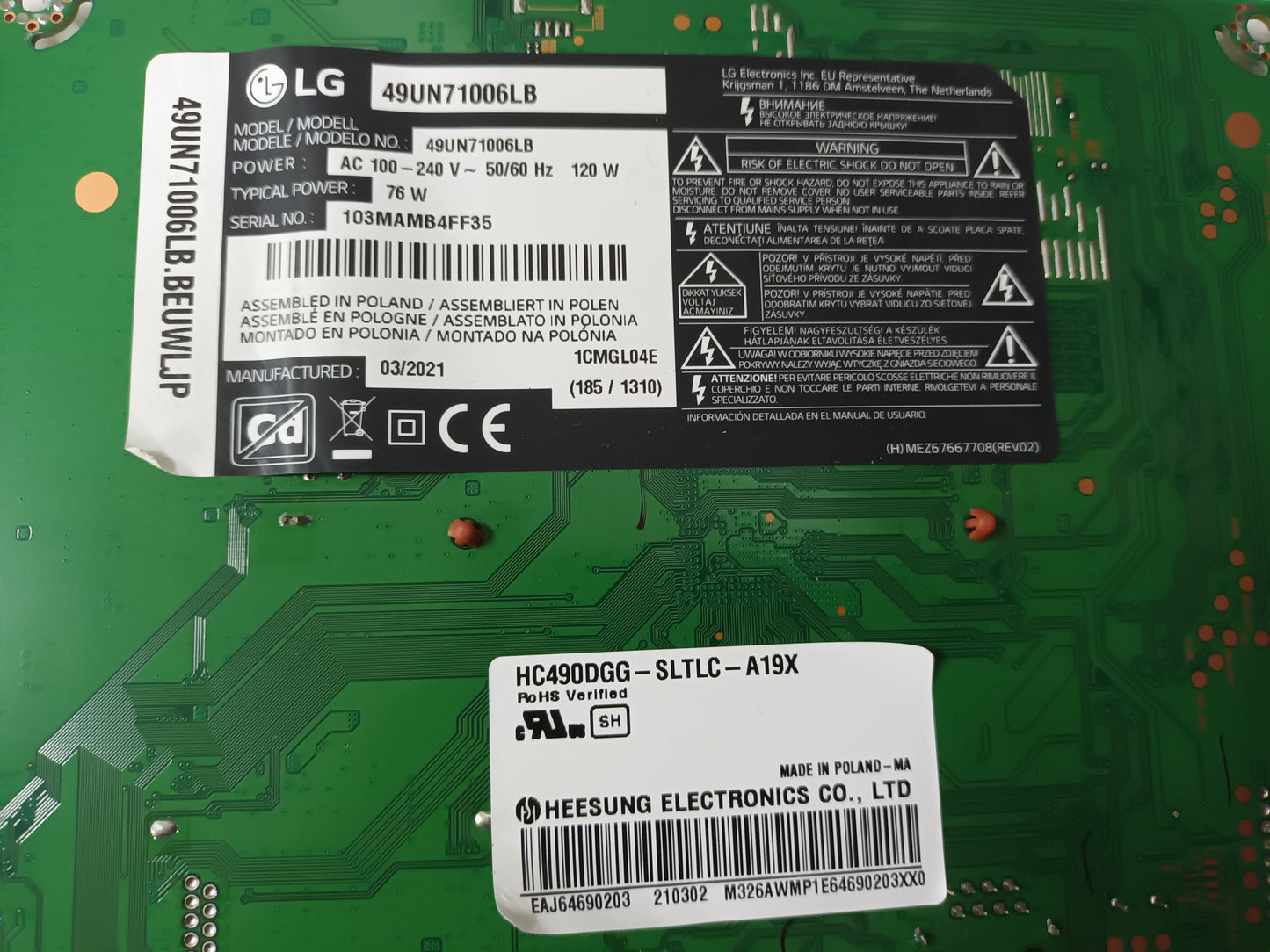 SAMSUNG UE49M5005AW, COMPONENTES TV, (ref-144)