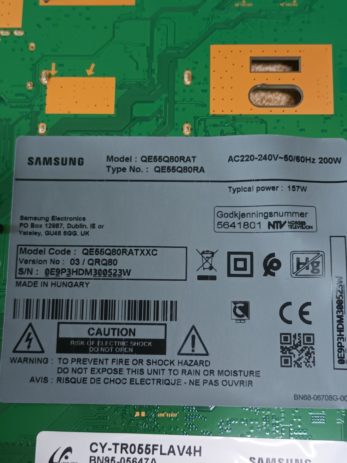 PLACA MAIN, BN94-14060H, de TV SAMSUNG QE55Q80RAt