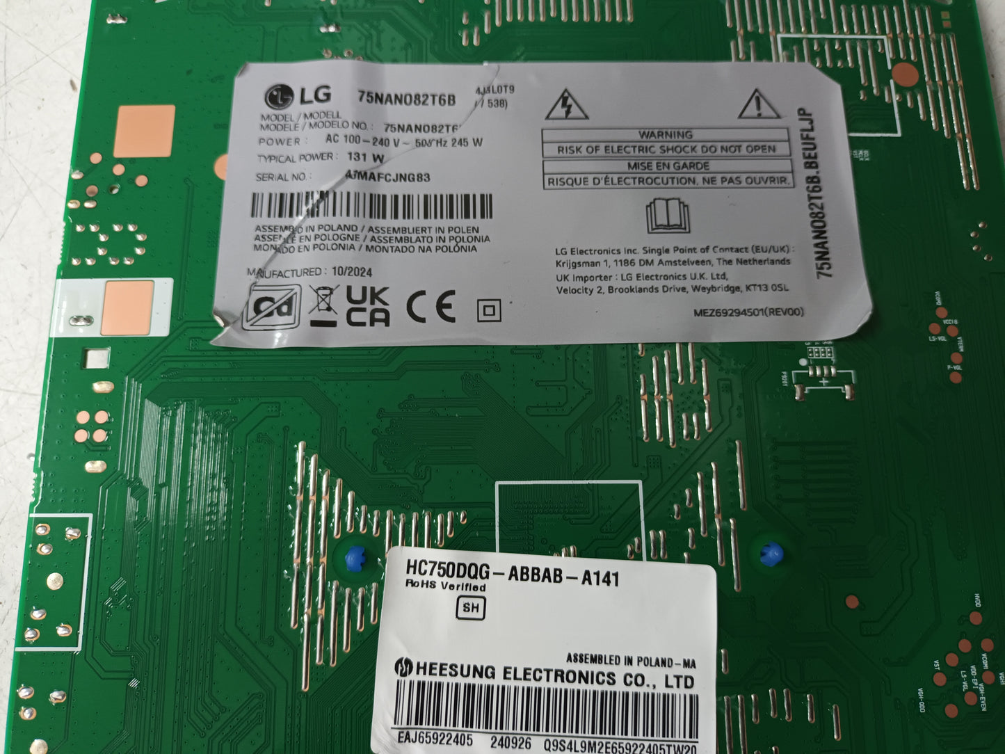 LG75NANO82T6B, componentes TV NUEVOS, (ref-55)