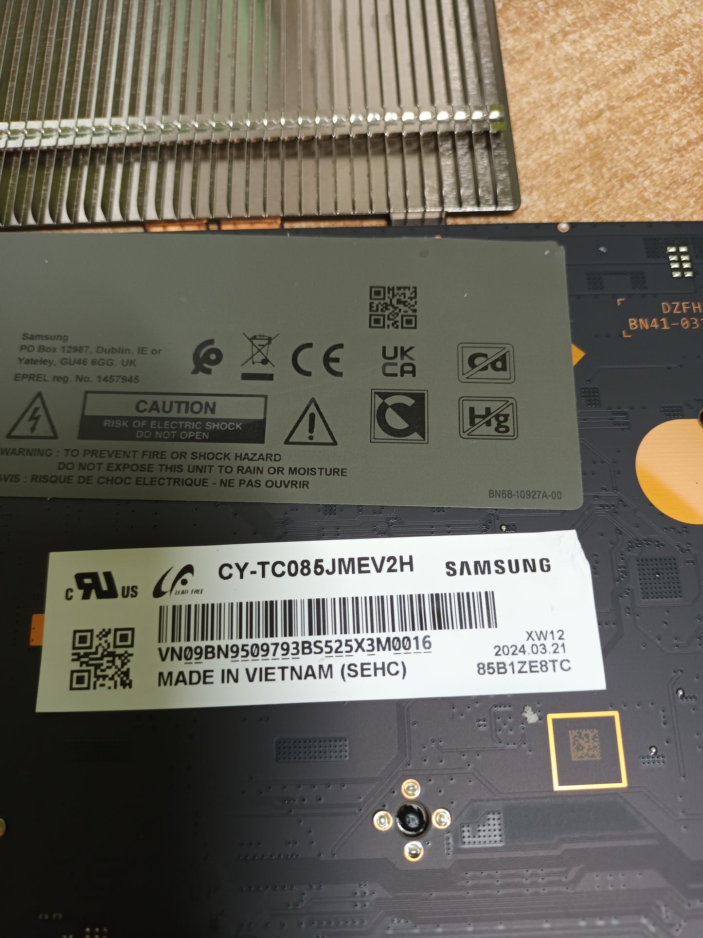 PLACA T-COM, BN41-03125A, NUEVA SIN USAR, de TV SAMSUNG TQ85QN800,